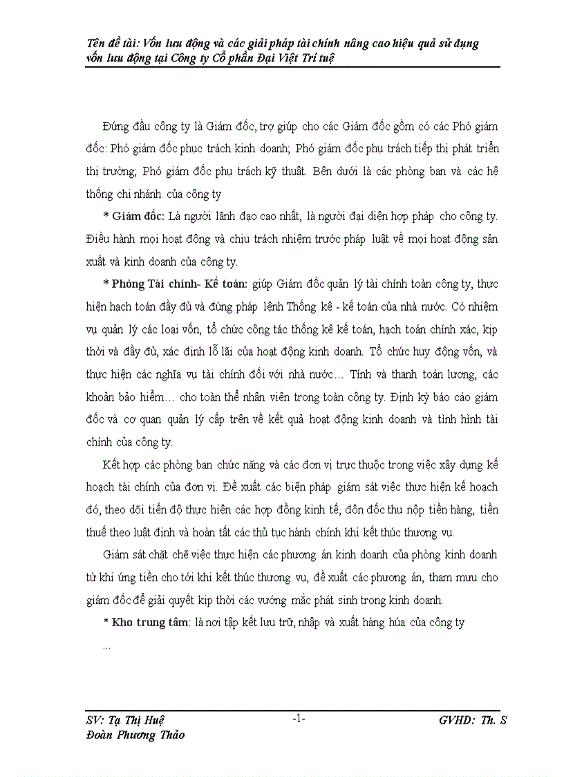 image for page Vốn lưu động và các giải pháp Tài chính nâng cao hiệu quả sử dụng vốn lưu động tại Công ty Cố phần Đại Việt Trí Tuệ 1