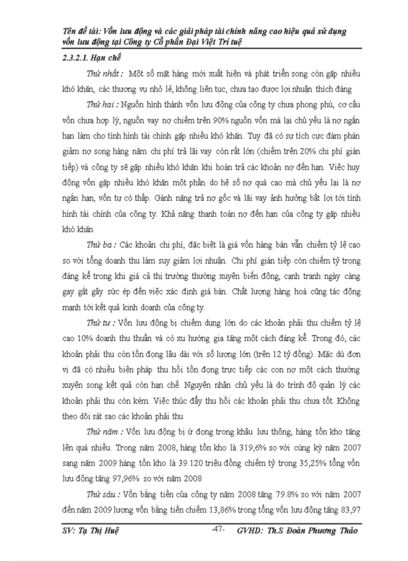 image for page Vốn lưu động và các giải pháp Tài chính nâng cao hiệu quả sử dụng vốn lưu động tại Công ty Cố phần Đại Việt Trí Tuệ 1