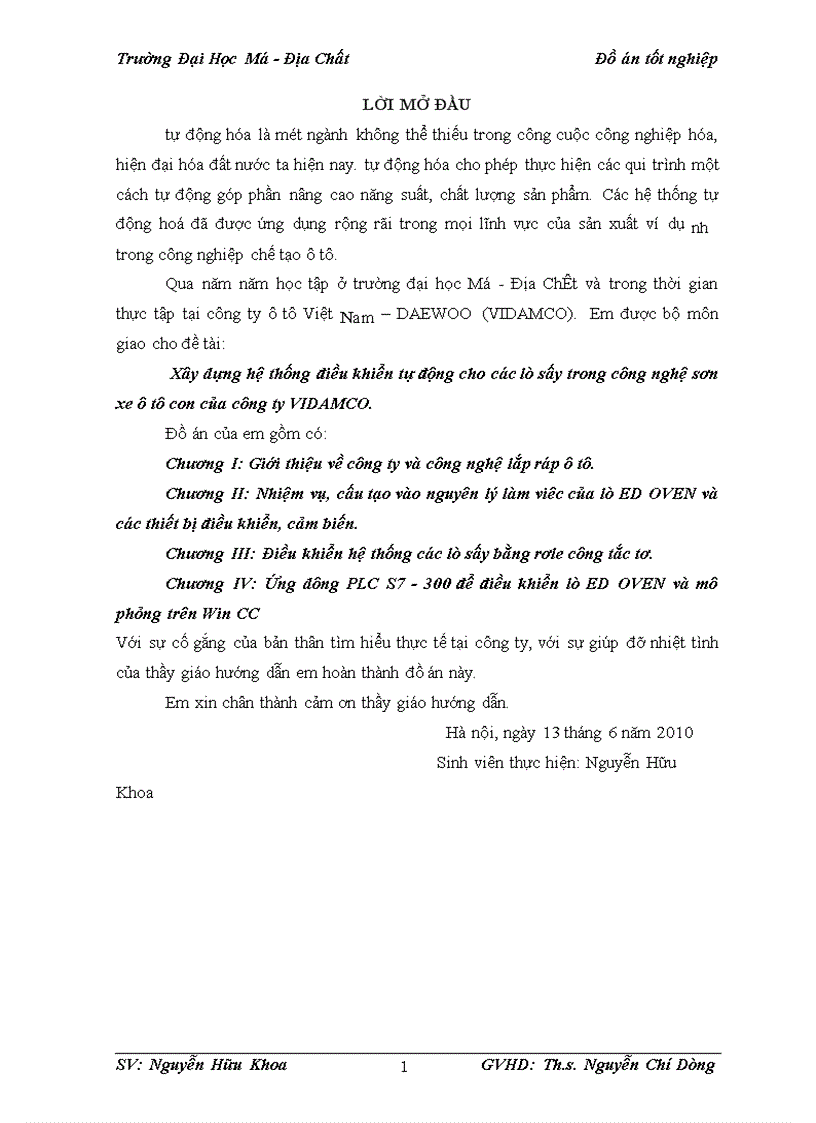 image for page Xây dựng hệ thống điều khiển tự động cho các lò sấy trong công nghệ sơn xe ô tô con của công ty VIDAMCO 1