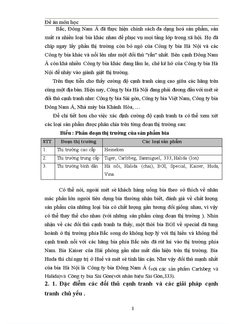 image for page Thực trạng về cạnh tranh trên thị trường BIA tại Miền Bắc và một số giải pháp trong cạnh tranh của công ty Bia Hà Nội 1