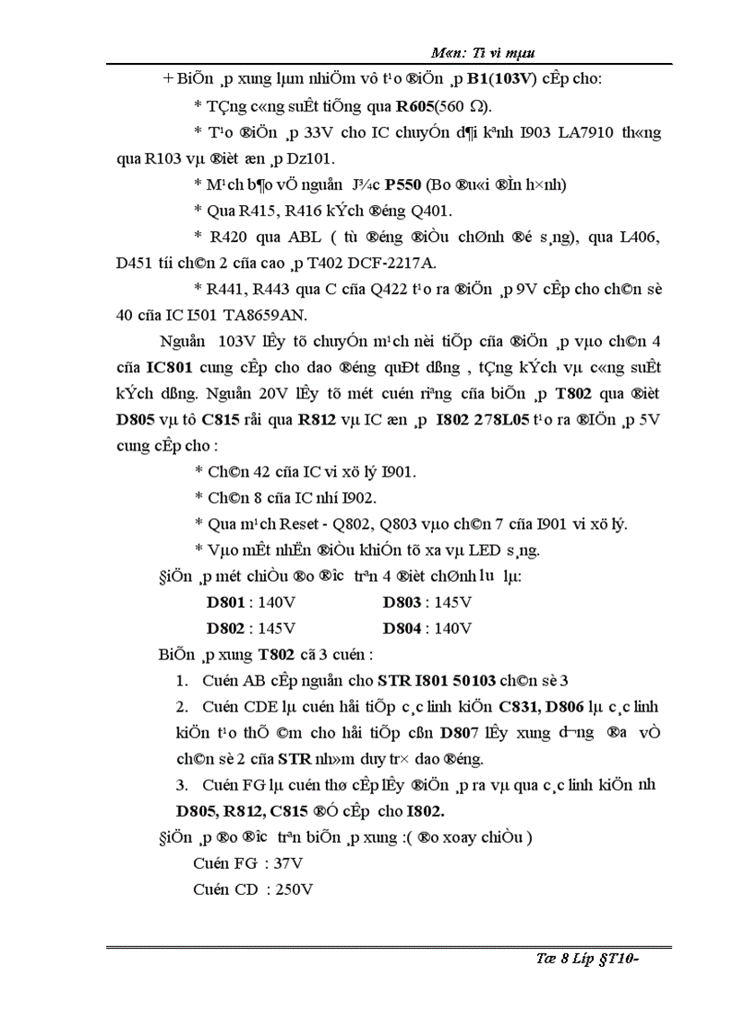 image for page Chức năng và số liệu đo được tại các vị trí trong các khối của sơ đồ máy DAEWOO CHASSISC