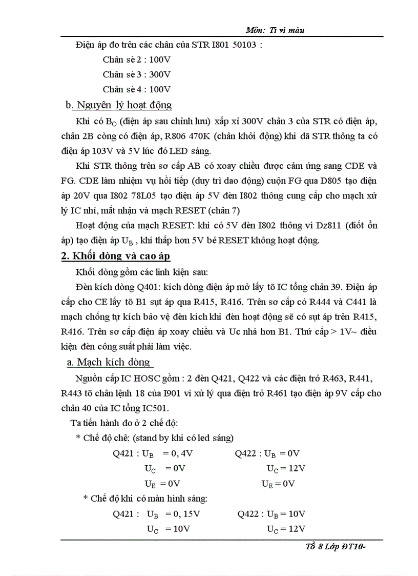 image for page Chức năng và số liệu đo được tại các vị trí trong các khối của sơ đồ máy DAEWOO CHASSISC