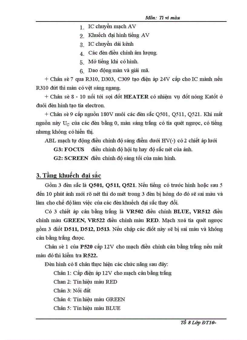 image for page Chức năng và số liệu đo được tại các vị trí trong các khối của sơ đồ máy DAEWOO CHASSISC
