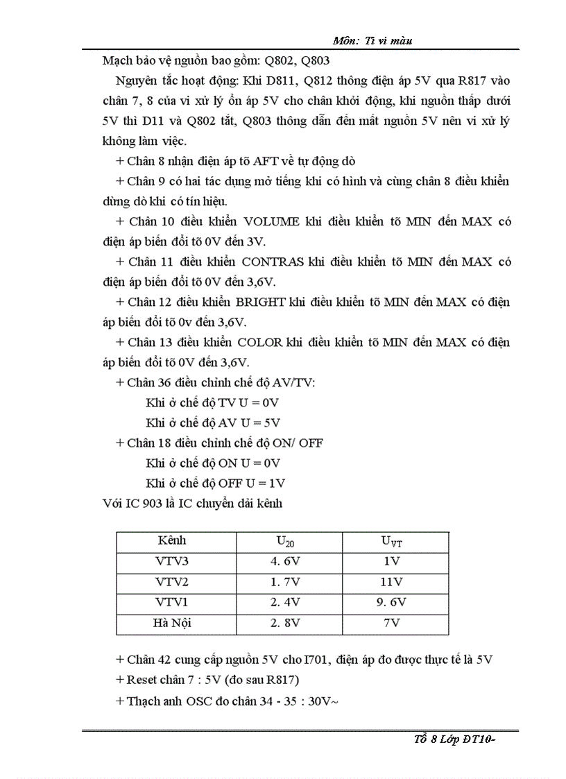 image for page Chức năng và số liệu đo được tại các vị trí trong các khối của sơ đồ máy DAEWOO CHASSISC