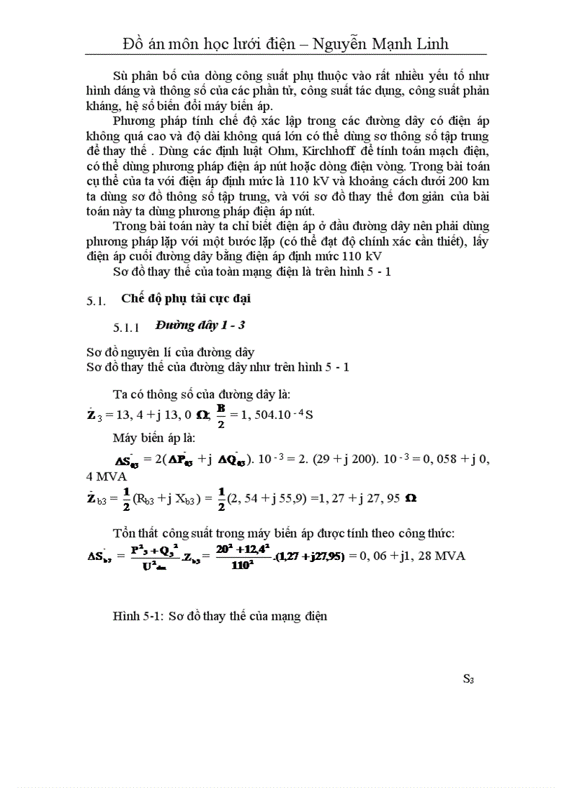 image for page Đồ án môn học lưới điện