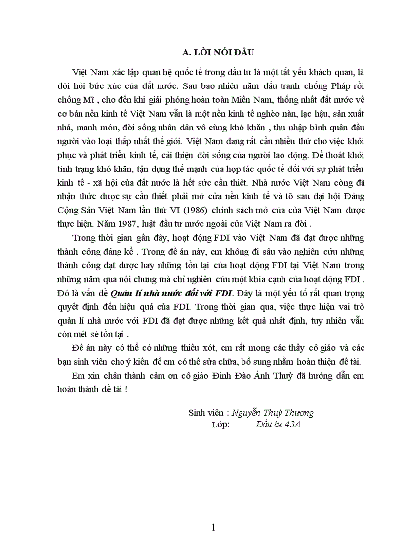 Một số giải pháp nhằm nâng cao vai trò và hiệu quả quản lý nhà nước đối với hoạt động đầu tư trực tiếp nước ngoài trong thời gian tới 1
