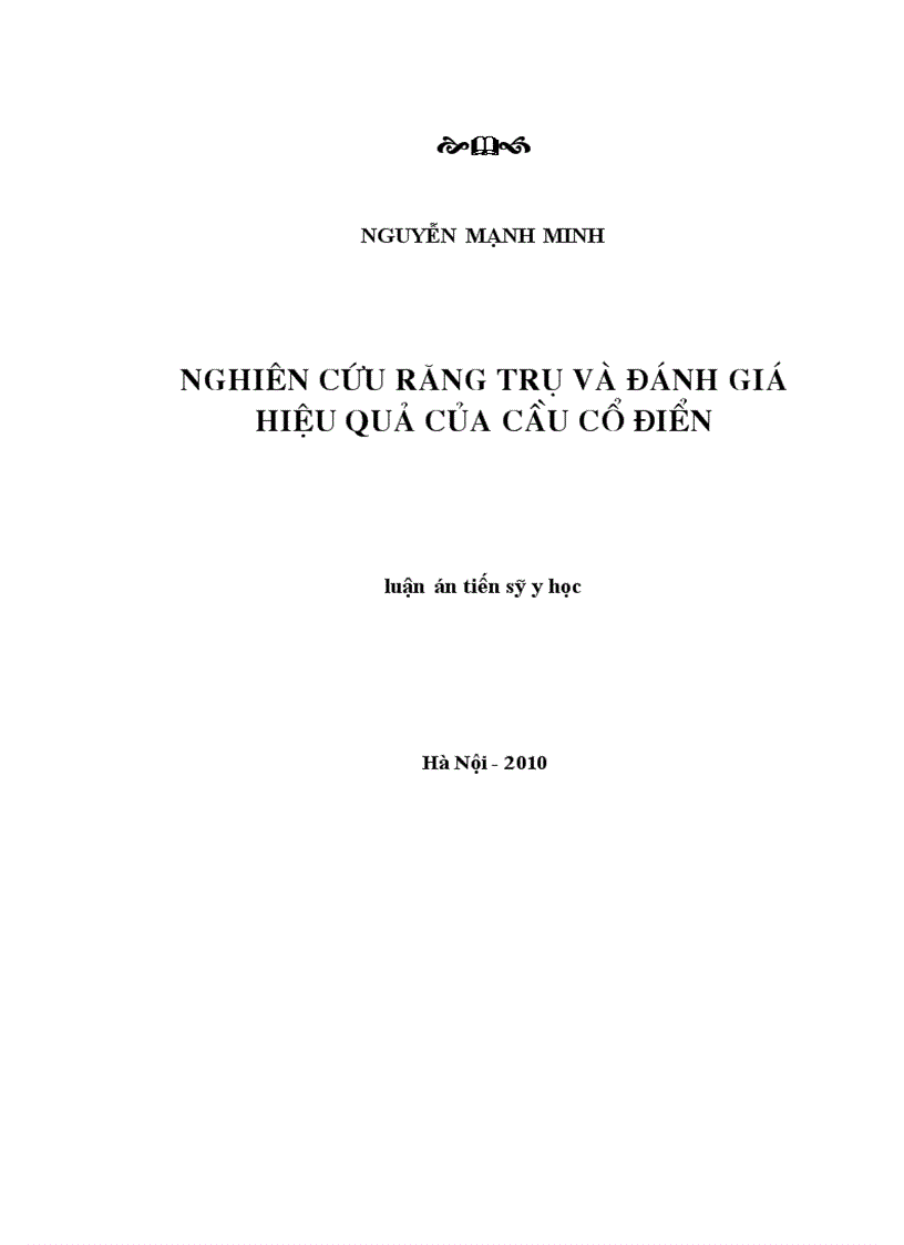 image for page Nghiên cứu răng trụ và đánh giá hiệu quả của cầu cổ điển