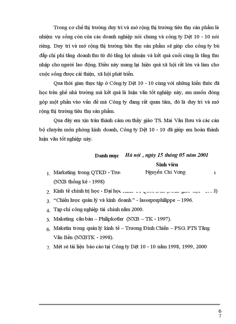 image for page Một số biện pháp nhằm duy trì và mở rộng thị trường tiêu thụ sản phẩm tại Công ty cổ phần Dệt 10 10 1