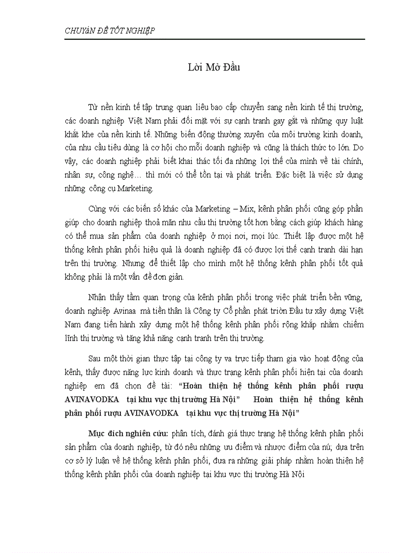 image for page Hoàn thiện hệ thống kênh phân phối rượu AVINAVODKA tại khu vực thị trường Hà Nội 1
