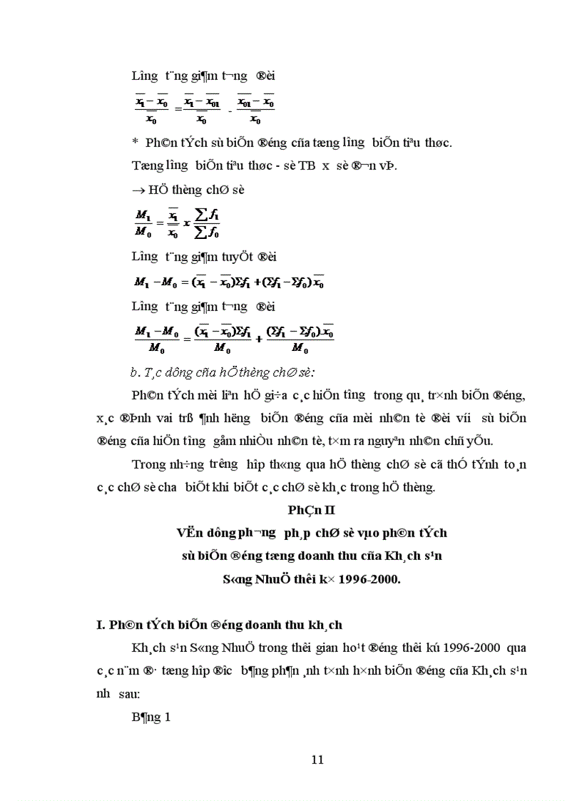 image for page Phương pháp chỉ số thống kê và vận dụng phân tích biến động tổng doanh thu của khách sạn Sông Nhuệ thời kỳ 1996 2000 1