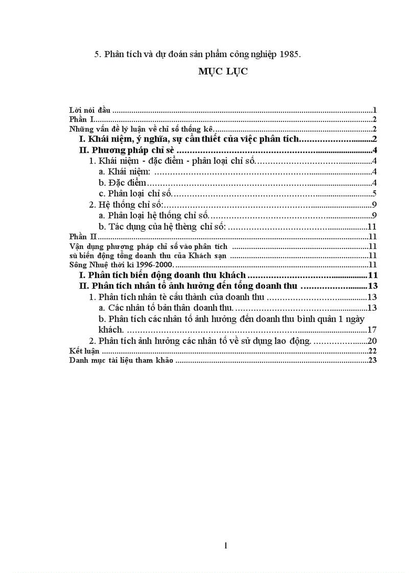 image for page Phương pháp chỉ số thống kê và vận dụng phân tích biến động tổng doanh thu của khách sạn Sông Nhuệ thời kỳ 1996 2000 1