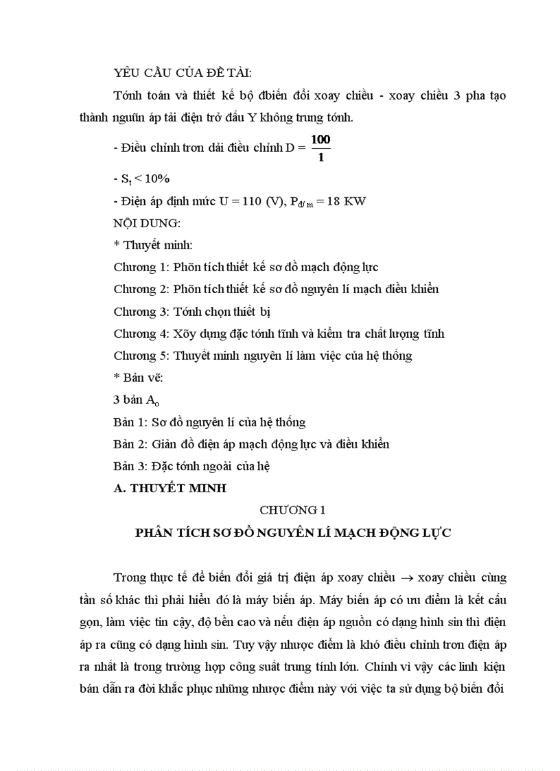 image for page Tính toán và thiết kế bộ đbiến đổi xoay chiều xoay chiều 3 pha tạo thành nguòn áp tải điện trở đấu Y không trung tính