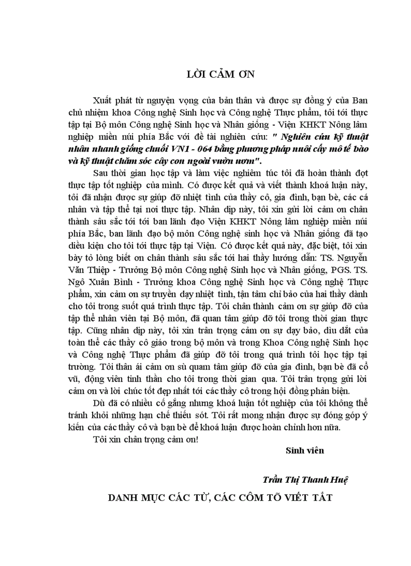 image for page Nghiên cứu kỹ thuật nhân nhanh giống chuối VN1 064 bằng phương pháp nuôi cấy mô tế bào và kỹ thuật chăm sóc cây con ngoài vườn ươm