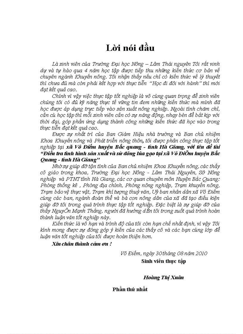 image for page Điều tra tình hình sản xuất và sử dụng lúa gạo tại xã Vô Điếm huyện Bắc Quang tỉnh hà giang khoá luận tốt nghiệp đại học Hệ đào tạo