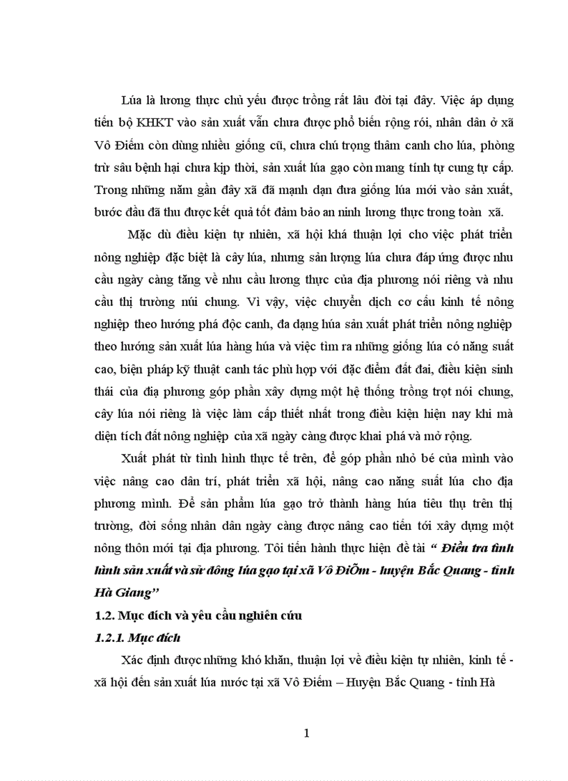 image for page Điều tra tình hình sản xuất và sử dụng lúa gạo tại xã Vô Điếm huyện Bắc Quang tỉnh hà giang khoá luận tốt nghiệp đại học Hệ đào tạo