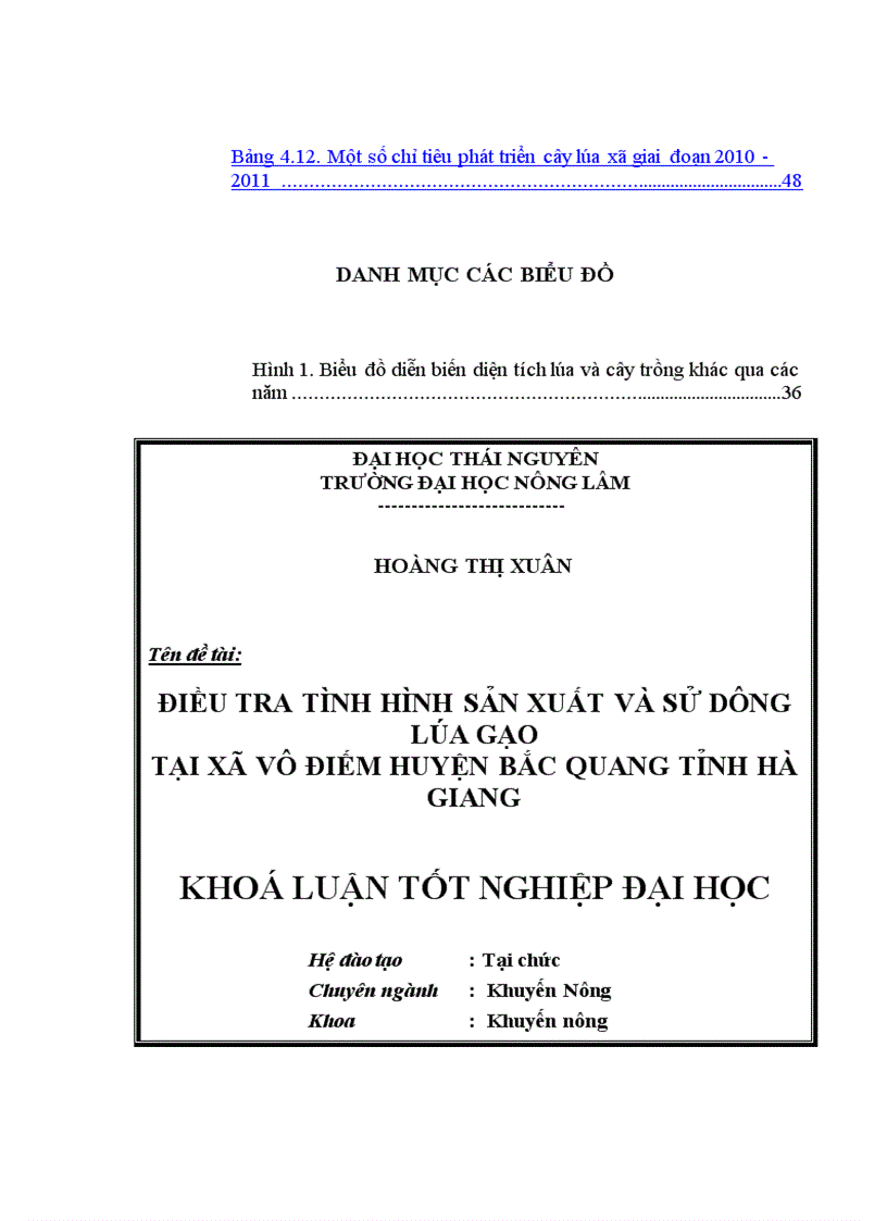 image for page Điều tra tình hình sản xuất và sử dụng lúa gạo tại xã Vô Điếm huyện Bắc Quang tỉnh hà giang khoá luận tốt nghiệp đại học Hệ đào tạo