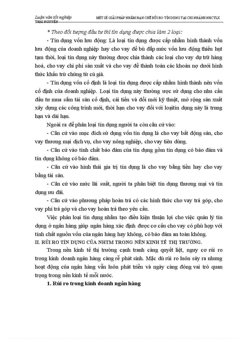 image for page Một số biện pháp nhằm hạn chế rủi ro tín dụng tại chi nhánh Ngân hàng Công thương Lưu Xá Thái Nguyên 1