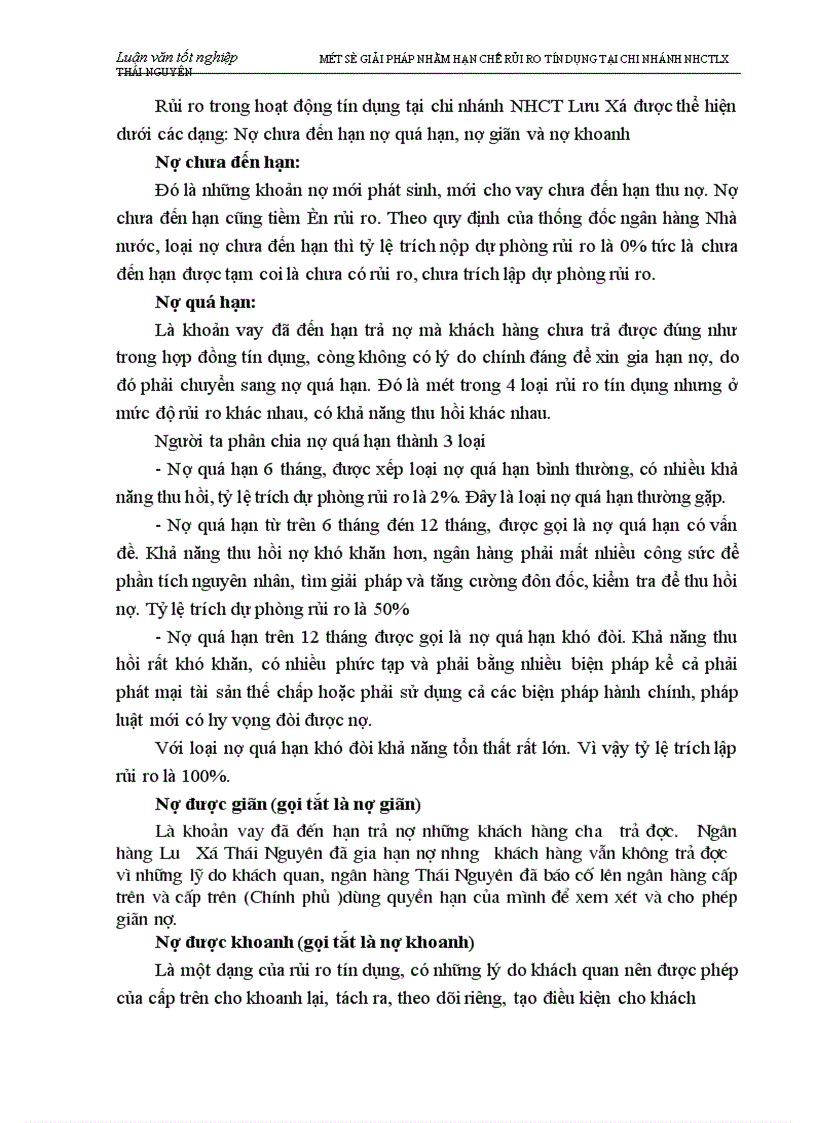 image for page Một số biện pháp nhằm hạn chế rủi ro tín dụng tại chi nhánh Ngân hàng Công thương Lưu Xá Thái Nguyên 1