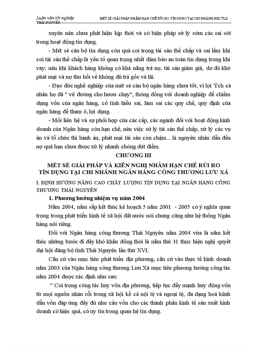 image for page Một số biện pháp nhằm hạn chế rủi ro tín dụng tại chi nhánh Ngân hàng Công thương Lưu Xá Thái Nguyên 1