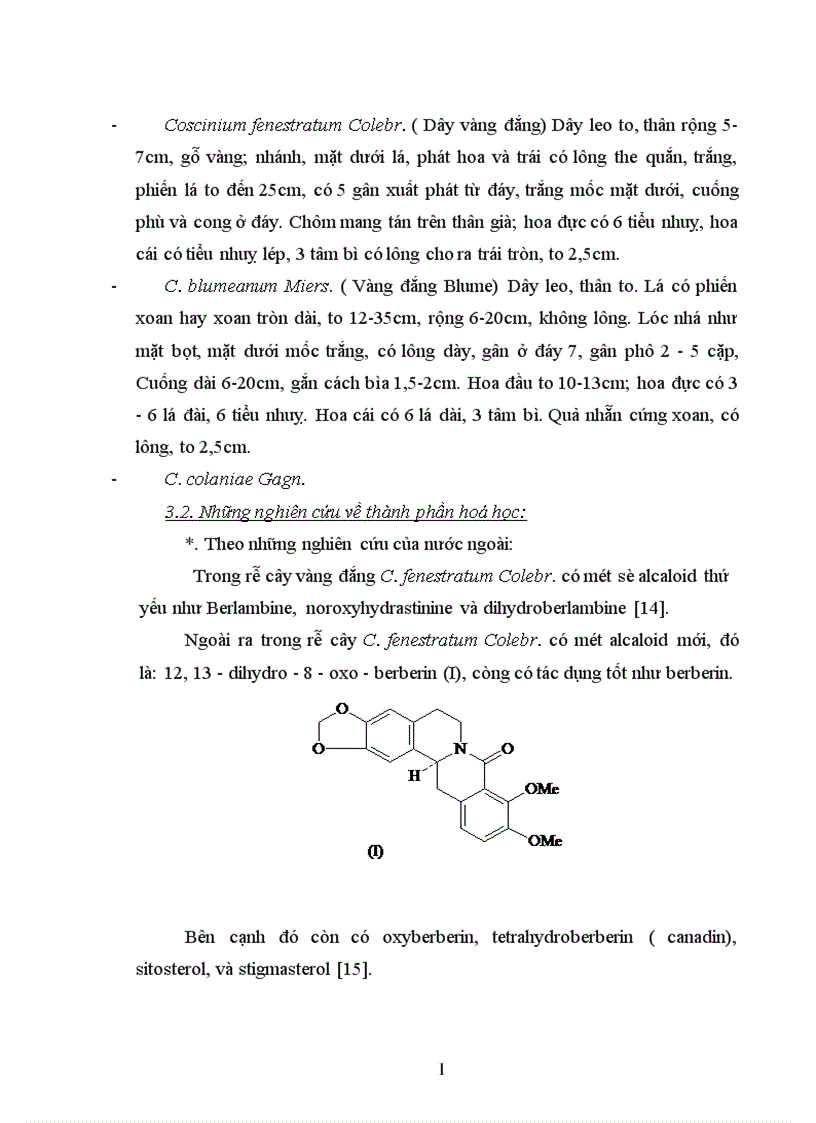 image for page Góp phần nghiên cứu phương pháp chiết xuất Berberin từ cây vàng đắng Coscinium usitatum Pierre