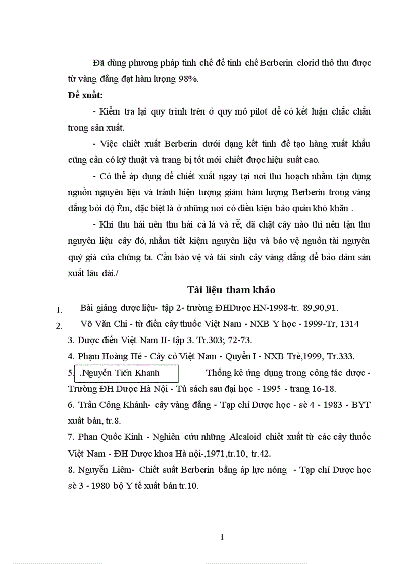image for page Góp phần nghiên cứu phương pháp chiết xuất Berberin từ cây vàng đắng Coscinium usitatum Pierre