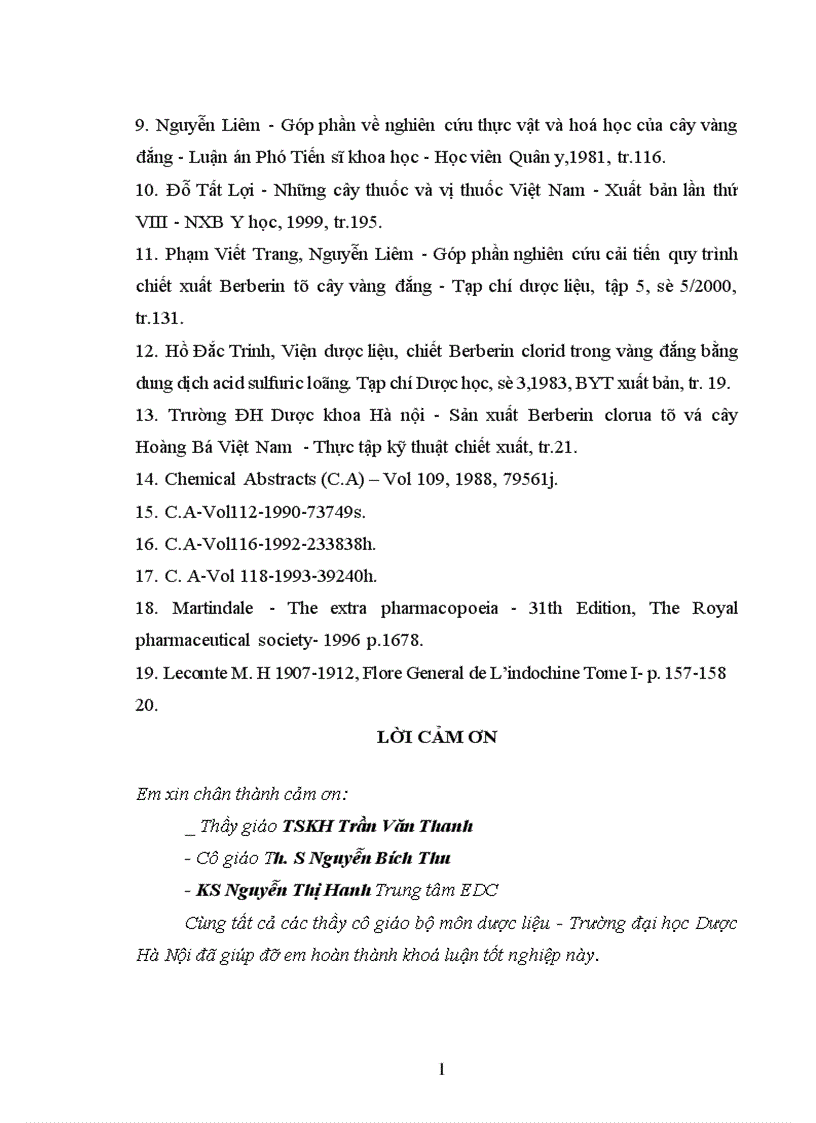 image for page Góp phần nghiên cứu phương pháp chiết xuất Berberin từ cây vàng đắng Coscinium usitatum Pierre
