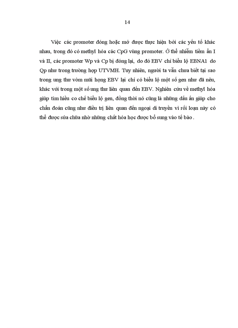 image for page Tìm điều kiện tối ưu cho một phản ứng PCR đa mồi đặc hiệu methyl hóa cho các promoter Wp Cp và Qp của EBV sử dụng các nguyên liệu là các tế bào dòng