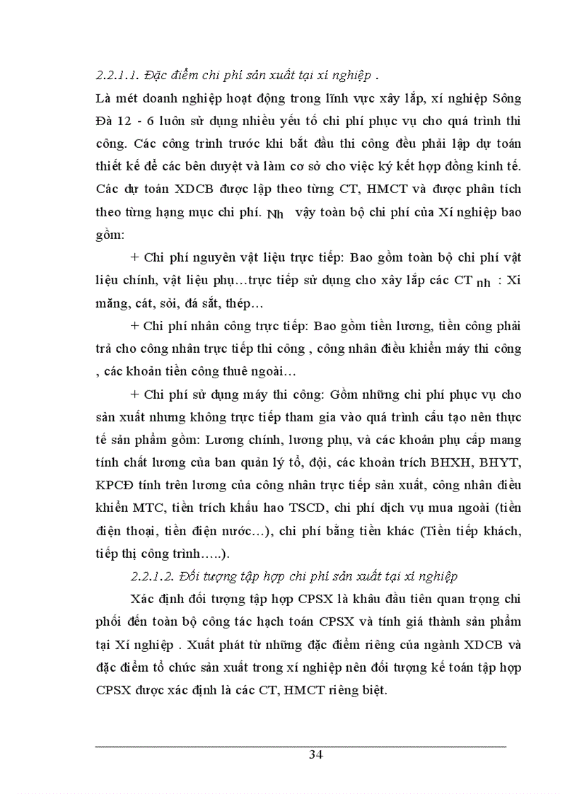 image for page Tổ chức công tác kế toán tập hợp chi phí và tính giá thành sản phẩm tại Xí nghiệp Sông Đà 12 6 1