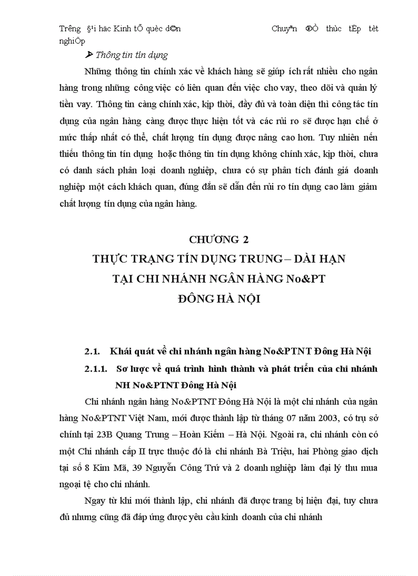 image for page Thực trạng và giải pháp đối với tín dụng trung dài hạn tại chi nhánh Ngân Hàng No PTNT Đông Hà Nội 1