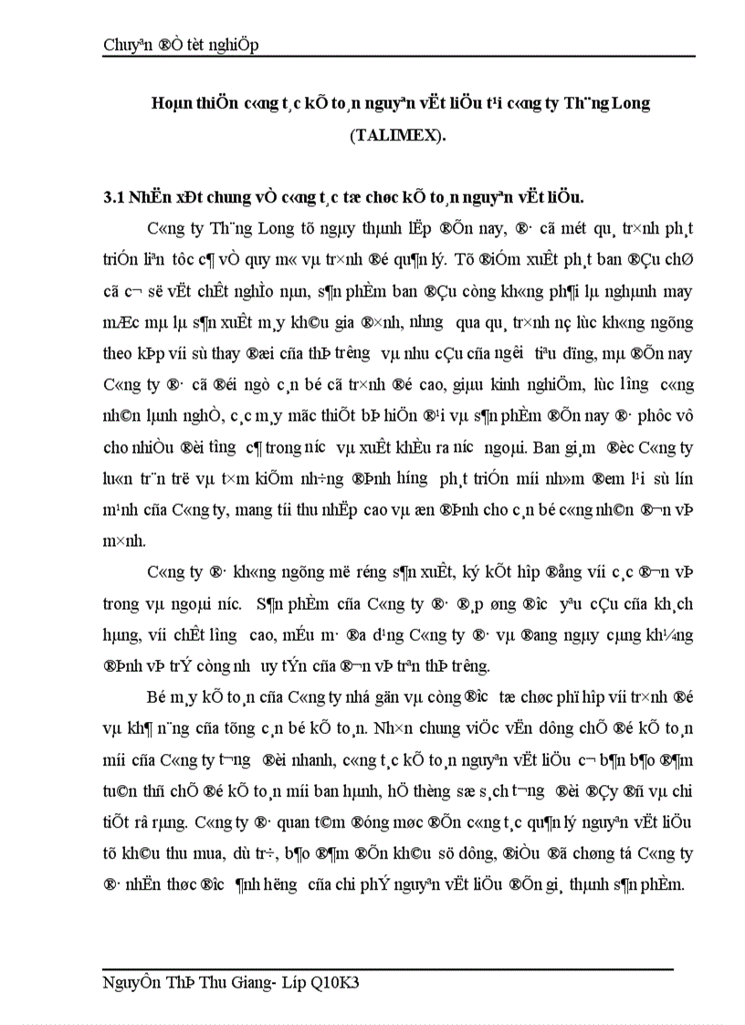 image for page Hoàn thiện công tác kế toán nguyên vật liệu tại Công ty Thăng Long TALIMEX 1