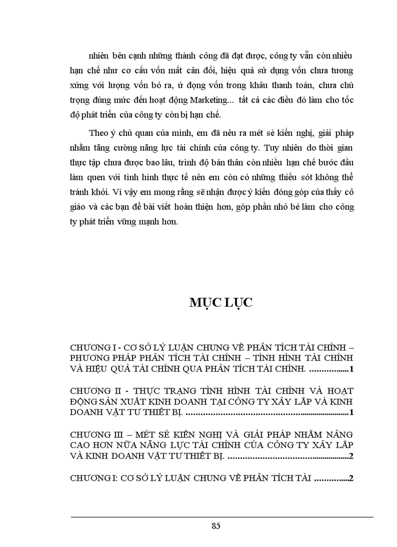 image for page Phân tích tài chính và các giải pháp nhằm tăng cường năng lực tài chính tại Công ty Công ty Xây Lắp và Kinh Doanh Vật Tư Thiết Bị 1
