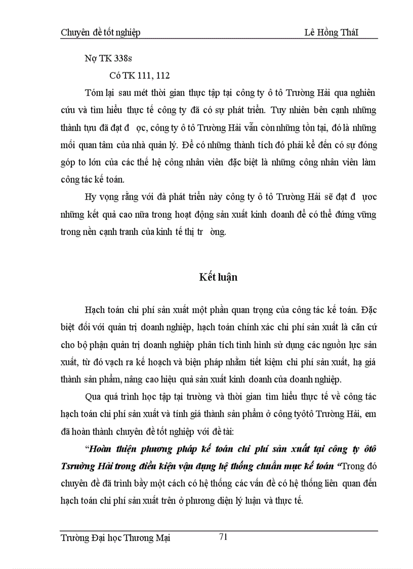 image for page Hoàn thiện phương pháp kế toán chi phí sản xuất tại công ty ôtô Trường Hải trong điều kiện vận dụng hệ thống chuẩn mực kế toán