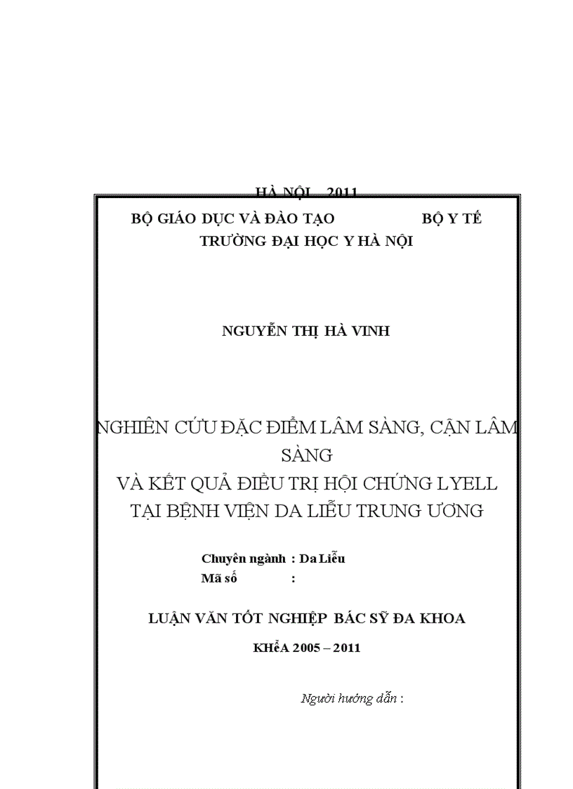image for page Nghiên cứu đặc điểm lâm sàng cận lâm sàng và kết quả điều trị HC Lyell tại Bệnh viện Da liễu Trung ương
