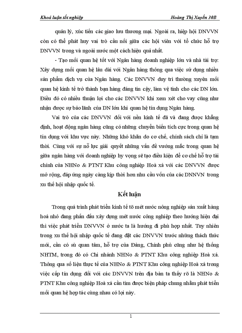 image for page Giải pháp mở rộng tín dụng đối với DNVVN tại Ngân hàng Nông nghiệp và phát triển nông thôn Khu công nghiệp Hoà xá tỉnh Nam Định 1