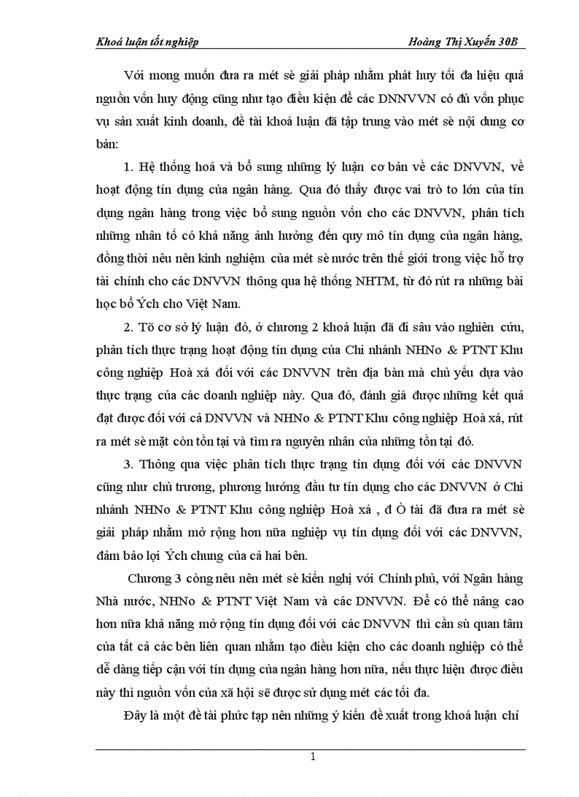 image for page Giải pháp mở rộng tín dụng đối với DNVVN tại Ngân hàng Nông nghiệp và phát triển nông thôn Khu công nghiệp Hoà xá tỉnh Nam Định 1
