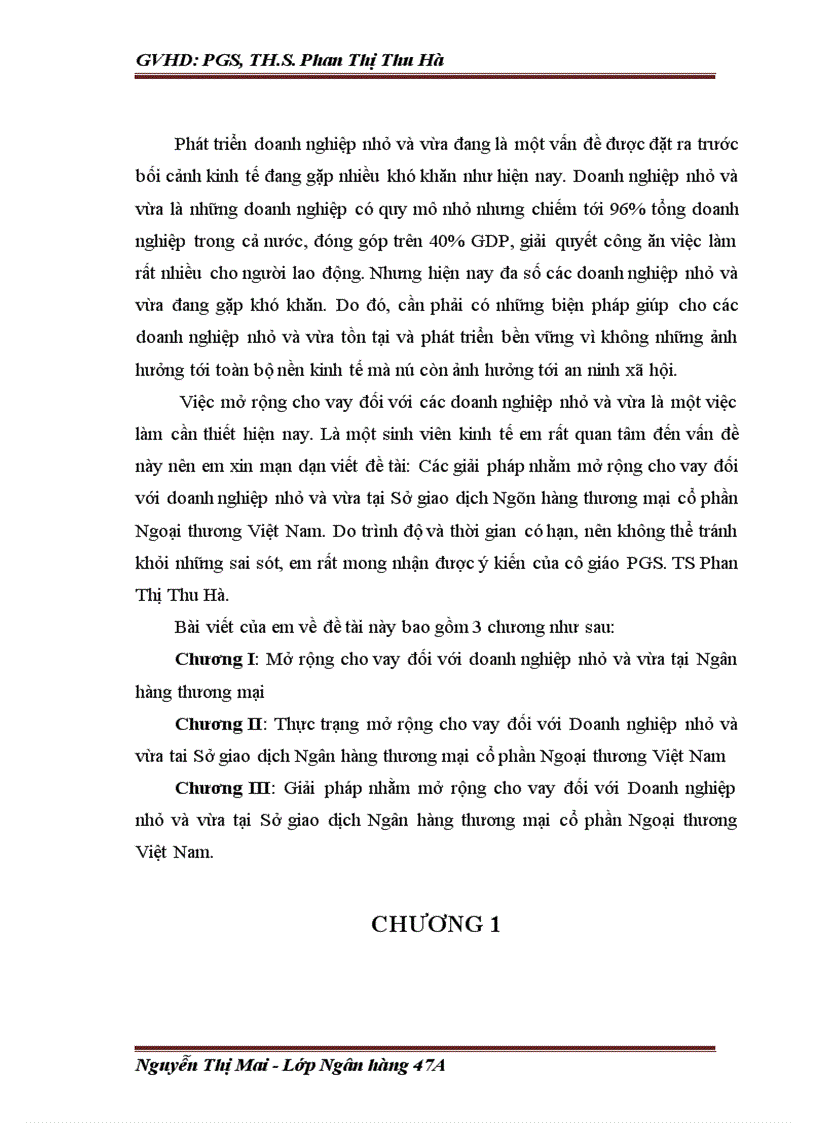 image for page Các giải pháp nhằm mở rộng cho vay đối với doanh nghiệp nhỏ và vừa tại Sở giao dịch Ngân hàng thương mại cổ phần Ngoại thương Việt Nam 1