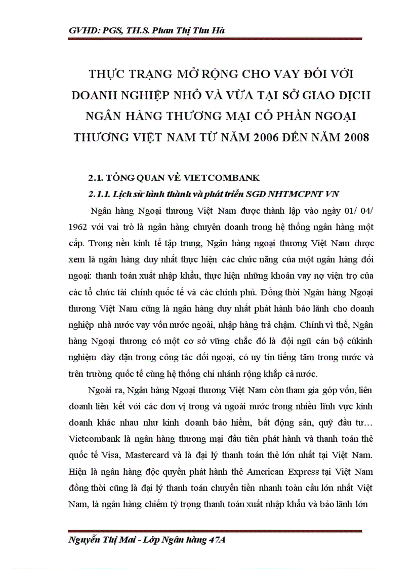 image for page Các giải pháp nhằm mở rộng cho vay đối với doanh nghiệp nhỏ và vừa tại Sở giao dịch Ngân hàng thương mại cổ phần Ngoại thương Việt Nam 1