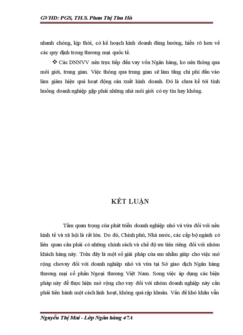 image for page Các giải pháp nhằm mở rộng cho vay đối với doanh nghiệp nhỏ và vừa tại Sở giao dịch Ngân hàng thương mại cổ phần Ngoại thương Việt Nam 1