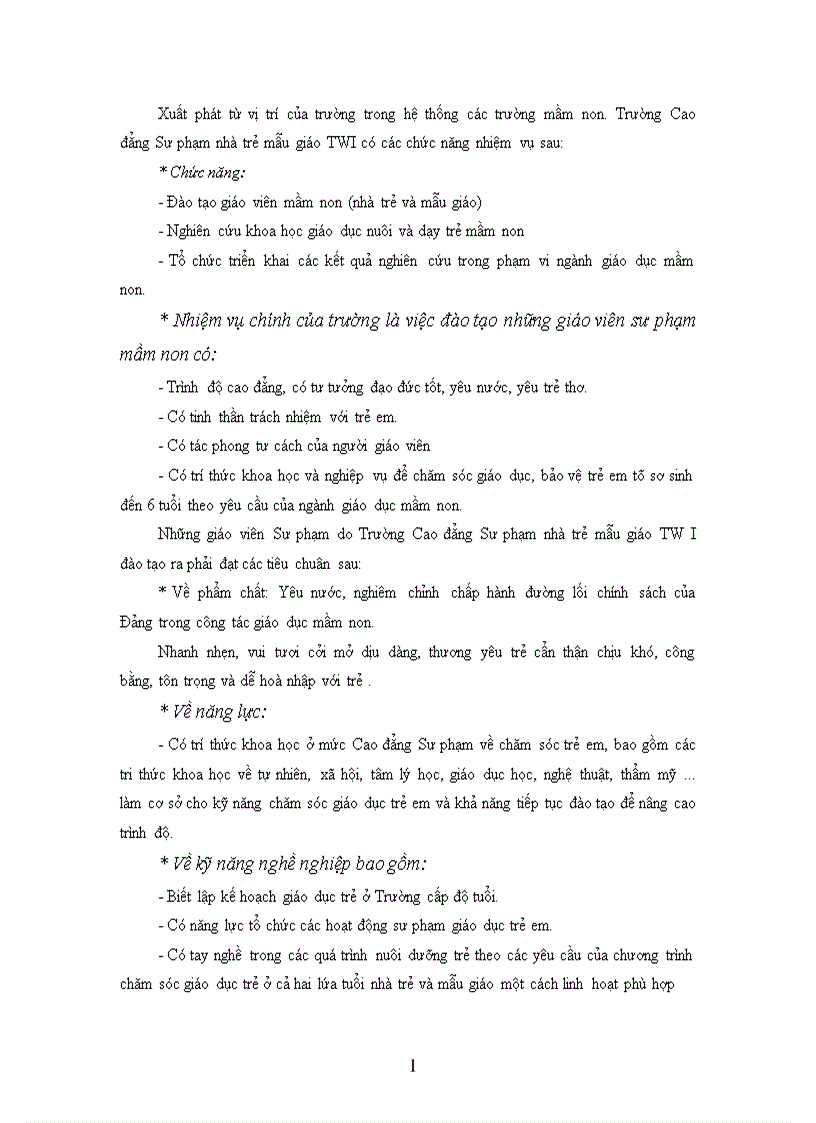 Thực trạng công tác quản lý đào tạo tại trường Cao đẳng sư phạm nhà trẻ mẫu giáo TW I