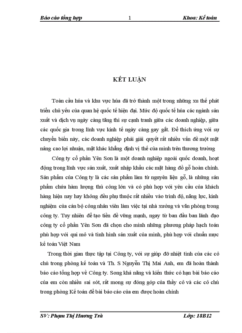 image for page Đặc điểm tổ chức hạch toán kế toán tại Công ty cổ phần Yên Sơn