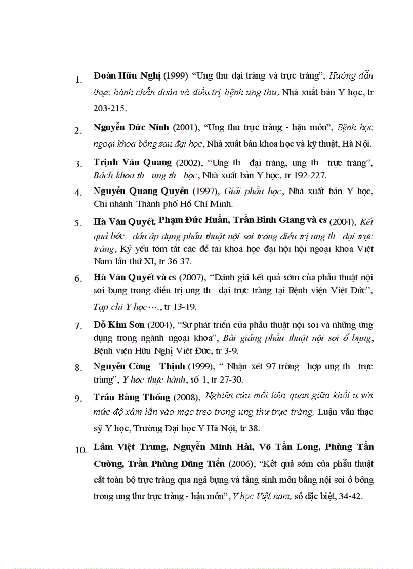 image for page Đánh giá kết quả của phẫu thuật nội soi trong điều trị ung thư trực tràng tại bệnh viện Việt Đức từ 2003 2008