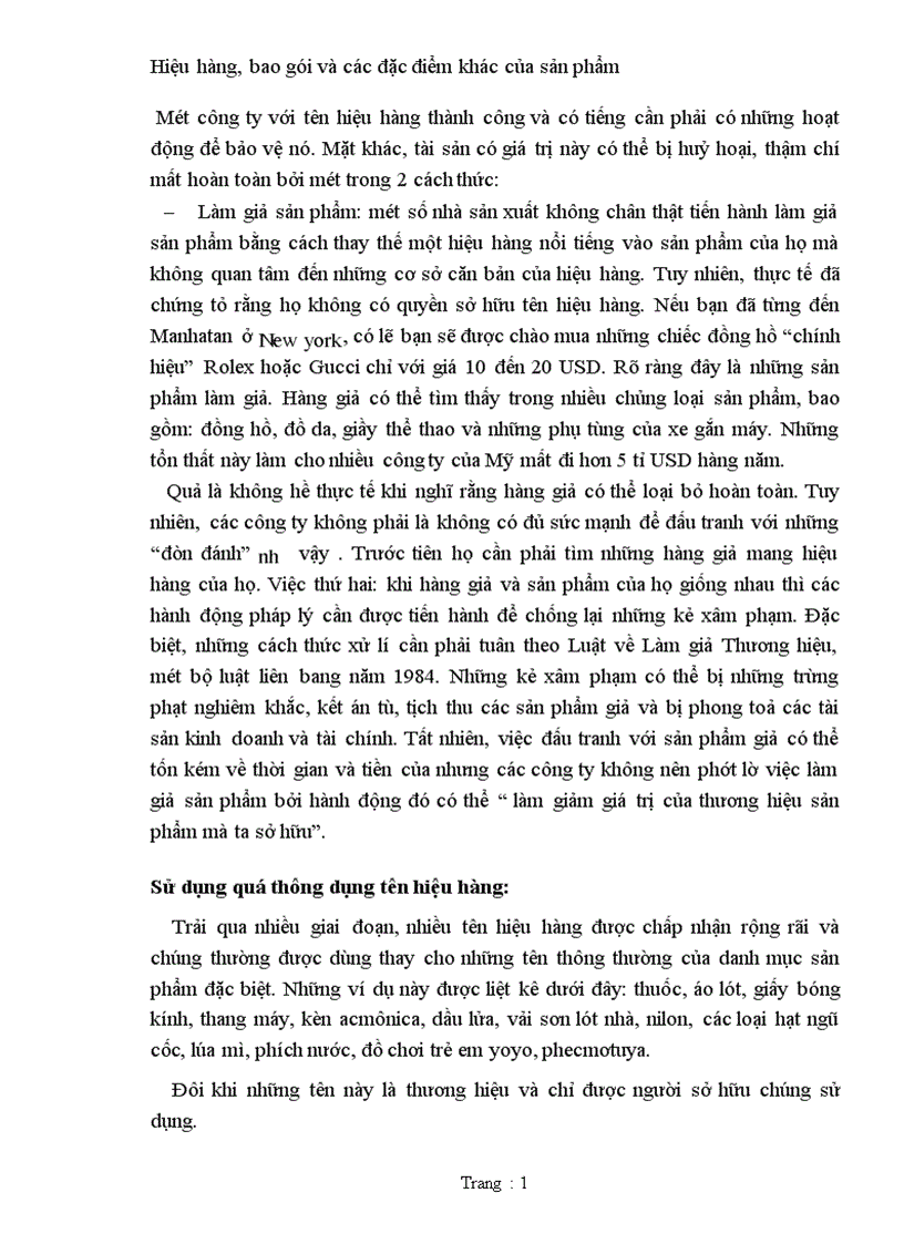 image for page Hiệu hàng bao gói và các đặc điểm khác của sản phẩm 1