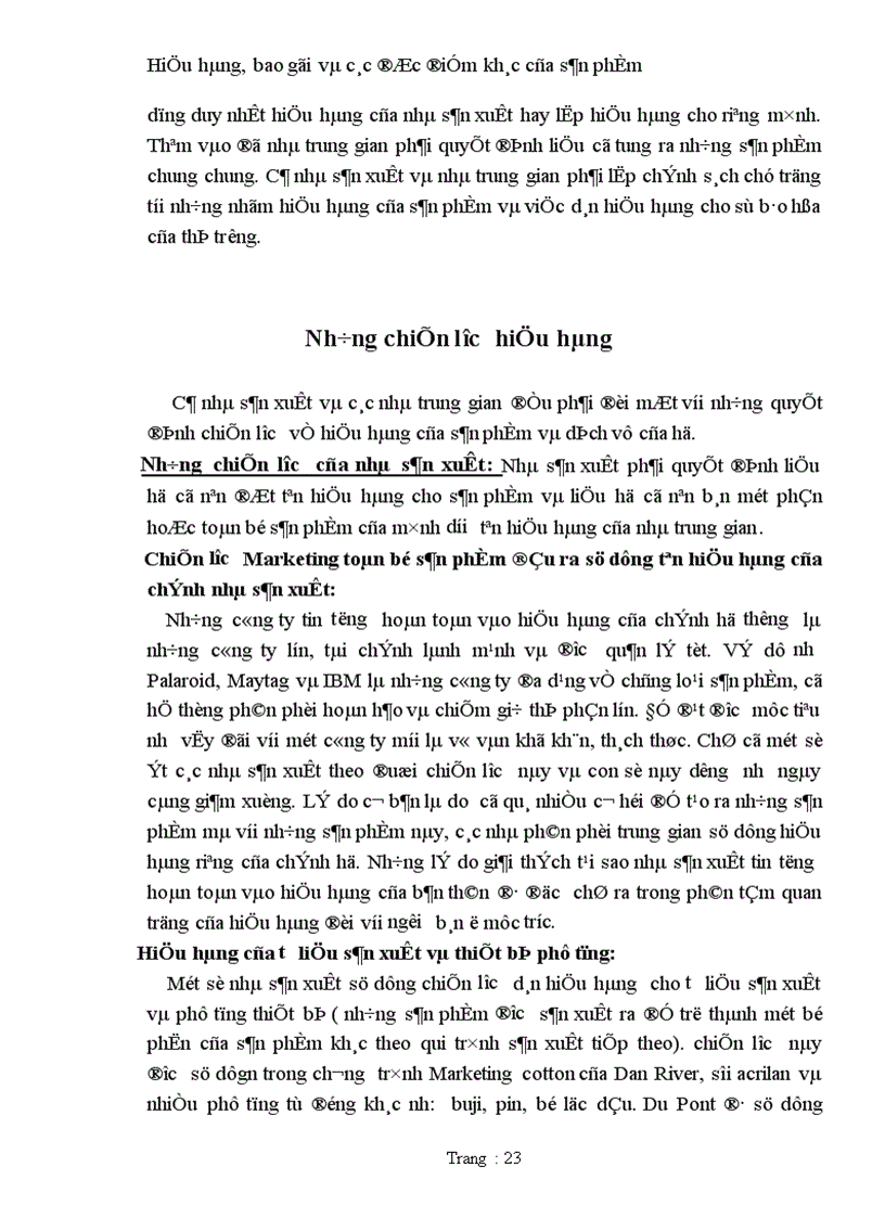 image for page Hiệu hàng bao gói và các đặc điểm khác của sản phẩm 1