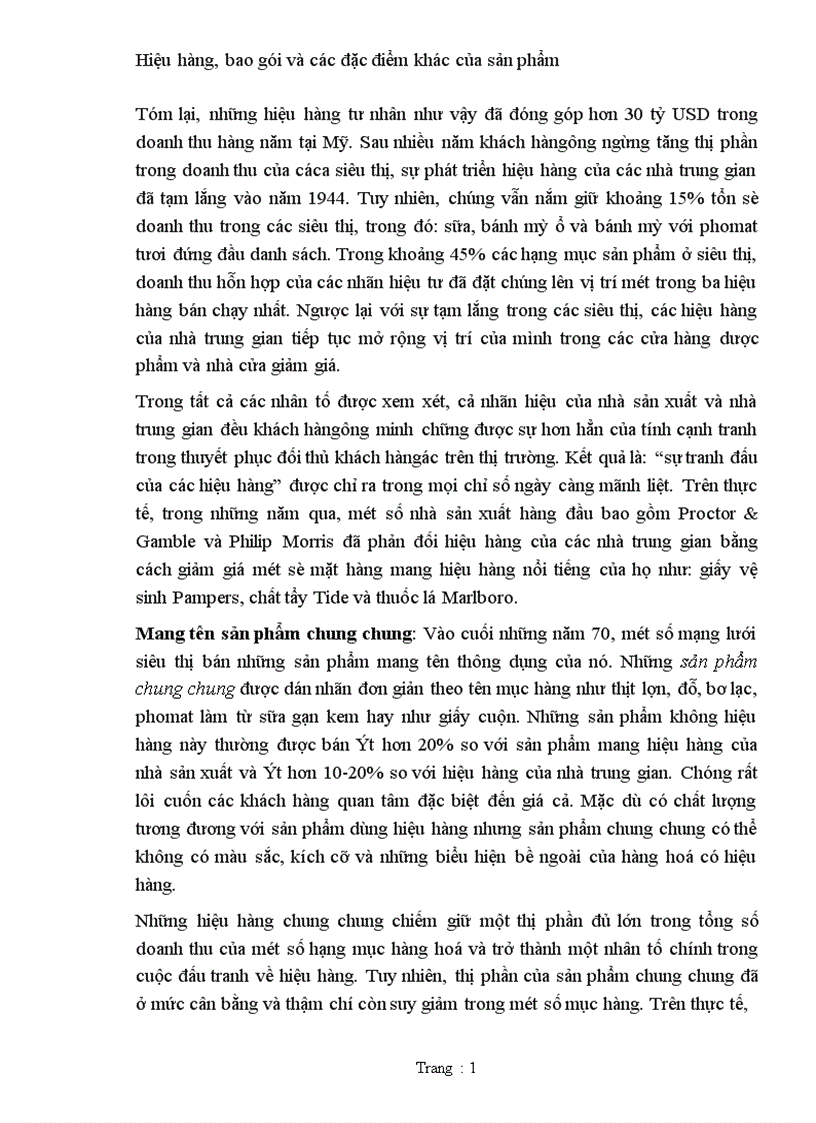 image for page Hiệu hàng bao gói và các đặc điểm khác của sản phẩm 1