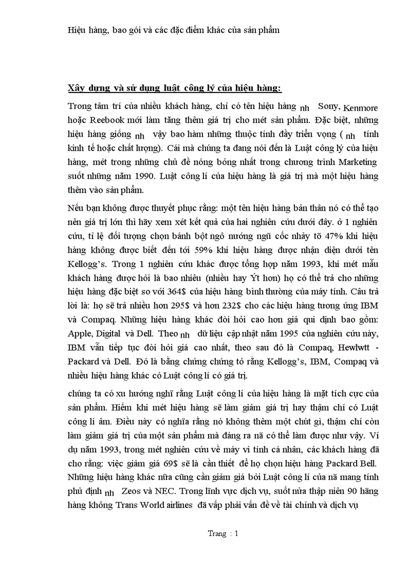 image for page Hiệu hàng bao gói và các đặc điểm khác của sản phẩm 1