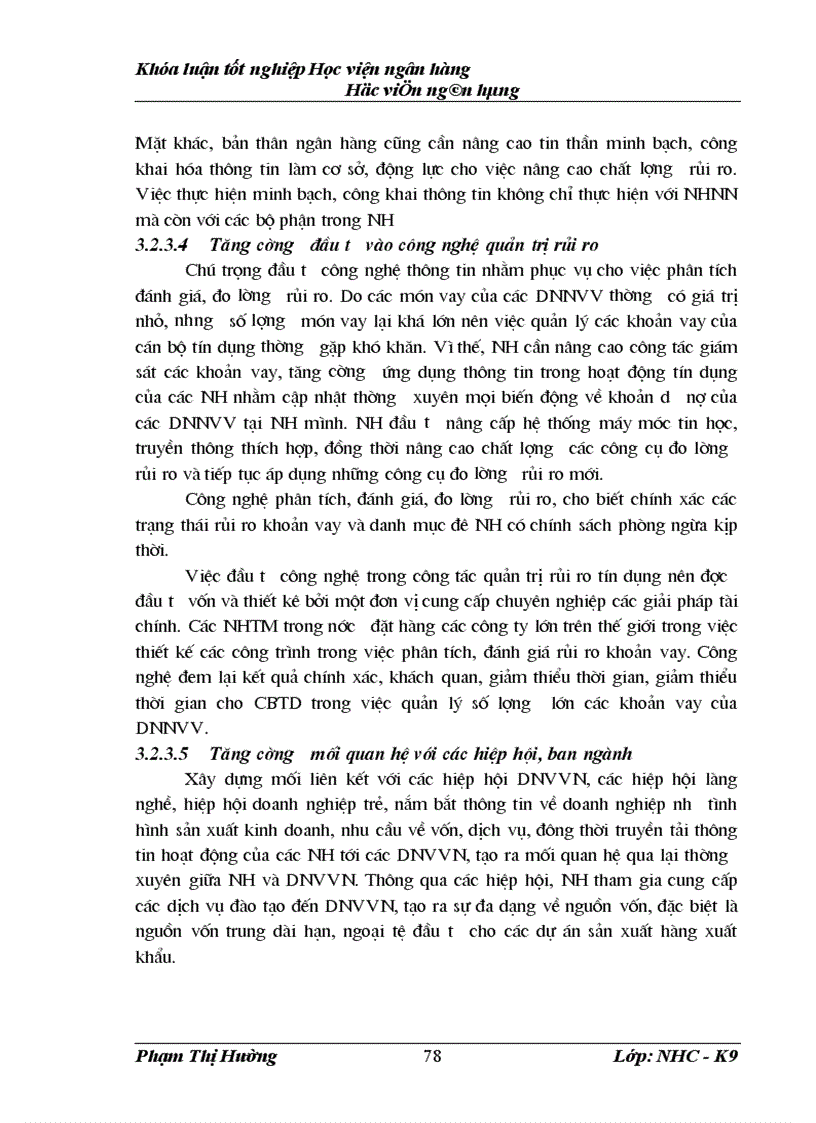 image for page Giải pháp quản lý rủi ro tín dụng đối với doanh nghiệp vừa và nhỏ tại ngân hàng đầu tư và phát triển việt nam chi nhánh Quang Trung 1