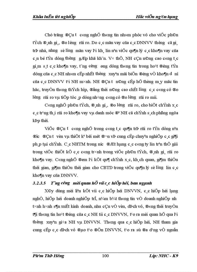 image for page Giải pháp quản lý rủi ro tín dụng đối với doanh nghiệp vừa và nhỏ tại ngân hàng đầu tư và phát triển việt nam chi nhánh Quang Trung 1