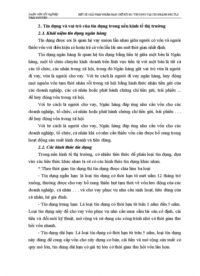 image for page Một số biện pháp nhằm hạn chế rủi ro tín dụng tại chi nhánh Ngân hàng Công thương Lưu Xá Thái Nguyên 1