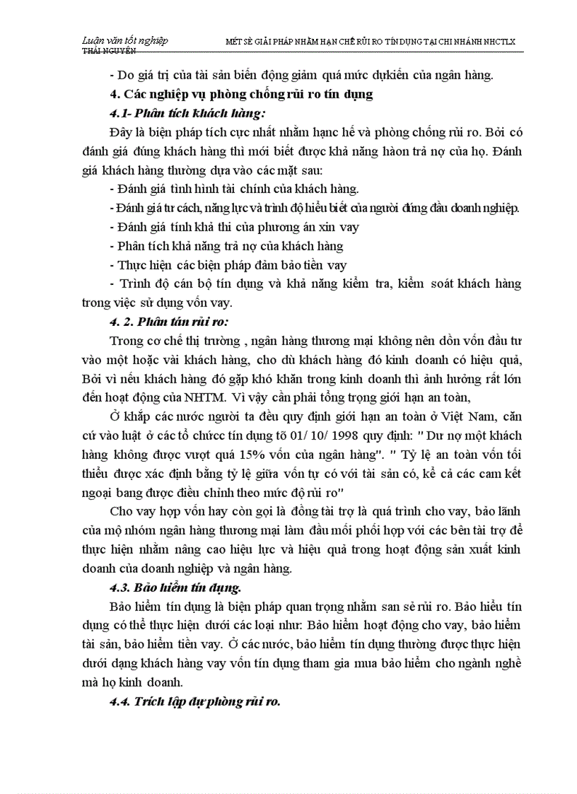 image for page Một số biện pháp nhằm hạn chế rủi ro tín dụng tại chi nhánh Ngân hàng Công thương Lưu Xá Thái Nguyên 1