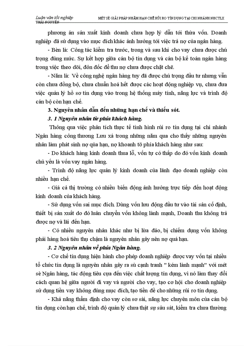 image for page Một số biện pháp nhằm hạn chế rủi ro tín dụng tại chi nhánh Ngân hàng Công thương Lưu Xá Thái Nguyên 1